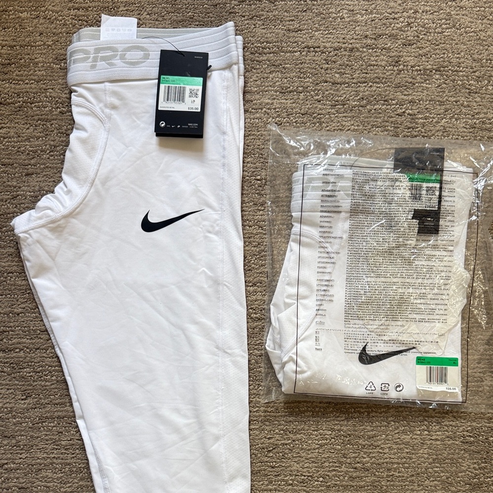 NWT Nike Pro Dri-FIT Men's Training Tights in White - 2 pair